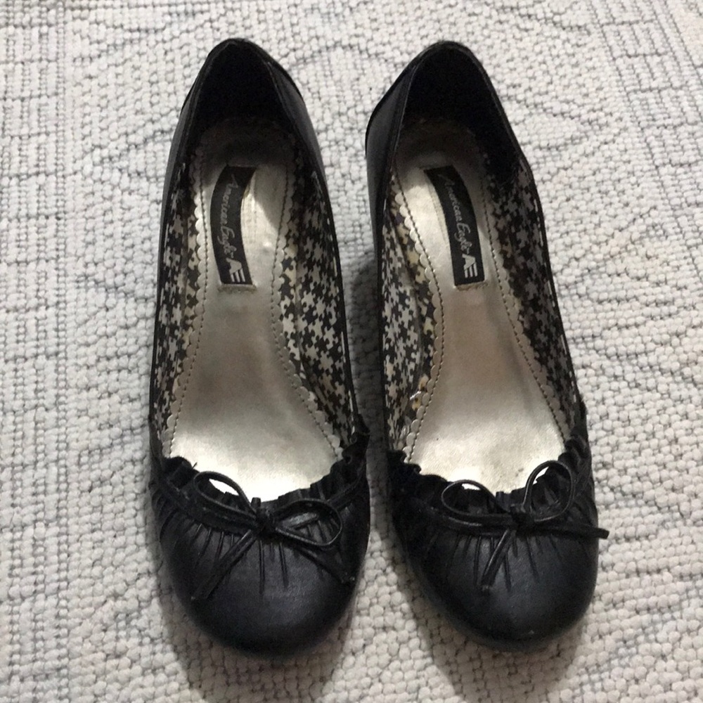 Black AE wedge heels